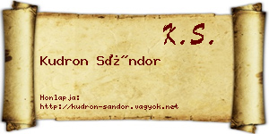 Kudron Sándor névjegykártya
