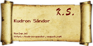 Kudron Sándor névjegykártya